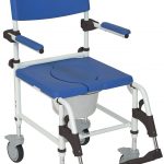 Aluminum Rehab Shower Commode Chair with Four Rear-locking Casters