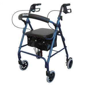 Aluminum Rollator, Padded Seat, 6″ Casters with Loop Locks