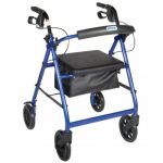 Aluminum Rollator w Fold Up and Removable Back Support, Removable 8″ Wheels, Padded Seat and Loop locks