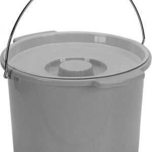 Commode Bucket with Metal Handle and Cover, 12 Quart